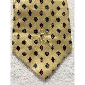 Countess Mara Sistine Satin Silk Tie Yellow Blue Red Geometric Medallion 55x3.5
